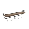 Brown Metal Frame Wood Wall Shelf With Hooks-Kirkland's Home Clearance