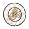 Brown Metal Open Face Gold Gears Wall Clock-Kirkland's Home Outlet