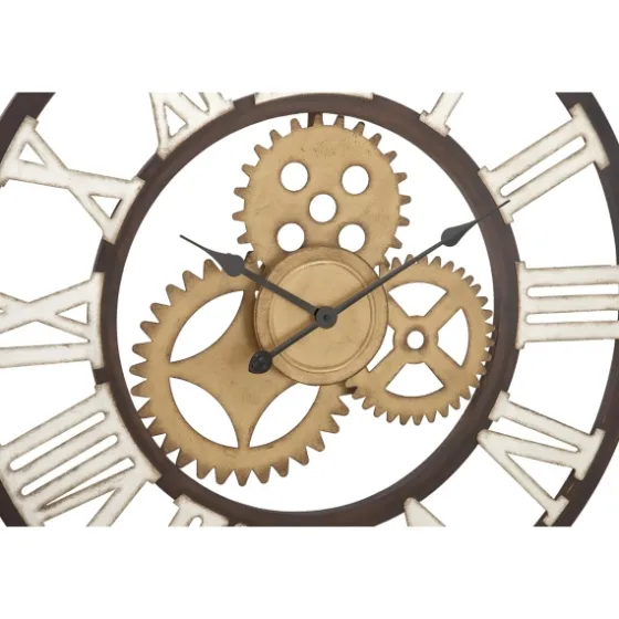 Brown Metal Open Face Gold Gears Wall Clock-Kirkland's Home Outlet