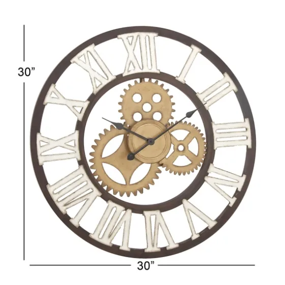 Brown Metal Open Face Gold Gears Wall Clock-Kirkland's Home Outlet