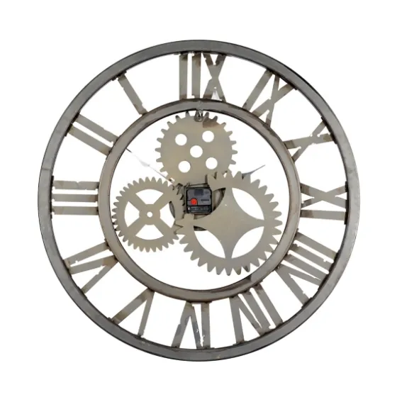 Brown Metal Open Face Gold Gears Wall Clock-Kirkland's Home Outlet