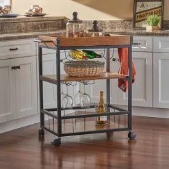 Brown Norcross Industrial Rolling Bar Cart-Kirkland's Home Best