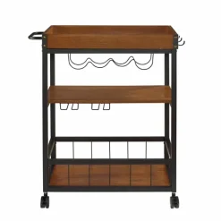 Brown Norcross Industrial Rolling Bar Cart-Kirkland's Home Best