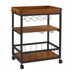 Brown Norcross Industrial Rolling Bar Cart-Kirkland's Home Best
