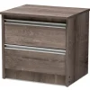 Brown Oak Wood Finish 2-Drawer Nightstand-Kirkland's Home Flash Sale