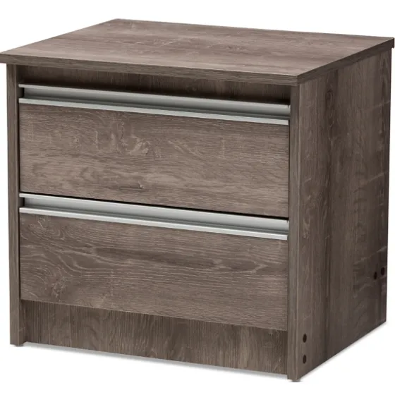 Brown Oak Wood Finish 2-Drawer Nightstand-Kirkland's Home Flash Sale
