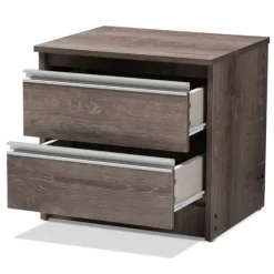 Brown Oak Wood Finish 2-Drawer Nightstand-Kirkland's Home Flash Sale