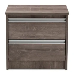 Brown Oak Wood Finish 2-Drawer Nightstand-Kirkland's Home Flash Sale