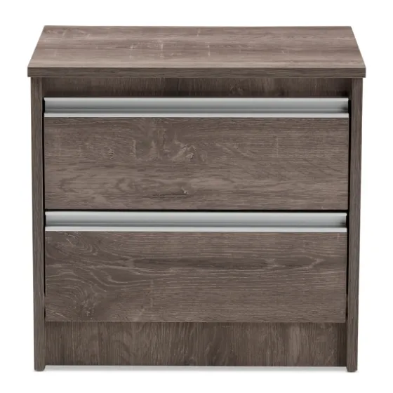 Brown Oak Wood Finish 2-Drawer Nightstand-Kirkland's Home Flash Sale