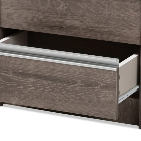 Brown Oak Wood Finish 2-Drawer Nightstand-Kirkland's Home Flash Sale