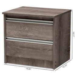 Brown Oak Wood Finish 2-Drawer Nightstand-Kirkland's Home Flash Sale