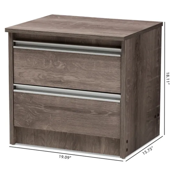 Brown Oak Wood Finish 2-Drawer Nightstand-Kirkland's Home Flash Sale