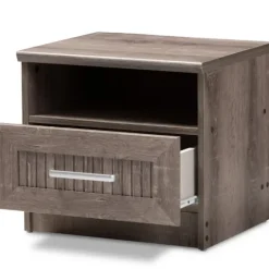 Brown Oak Wood Finish Open Shelf Nightstand-Kirkland's Home Best