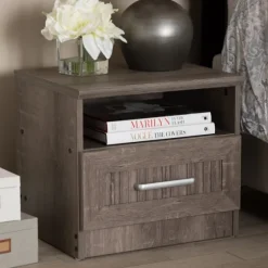 Brown Oak Wood Finish Open Shelf Nightstand-Kirkland's Home Best