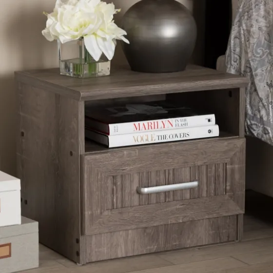 Brown Oak Wood Finish Open Shelf Nightstand-Kirkland's Home Best
