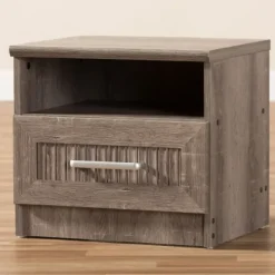 Brown Oak Wood Finish Open Shelf Nightstand-Kirkland's Home Best