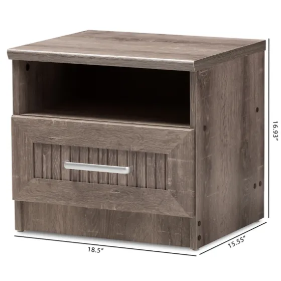 Brown Oak Wood Finish Open Shelf Nightstand-Kirkland's Home Best