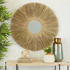 Brown Reed And Wood Wall Mirror-Kirkland's Home Store