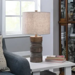 Brown Ribbed Wood Finish Table Lamp-Kirkland's Home Outlet