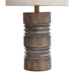 Brown Ribbed Wood Finish Table Lamp-Kirkland's Home Outlet
