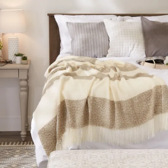 Brown Rugby Stripe Fringe Throw-Kirkland's Home Cheap