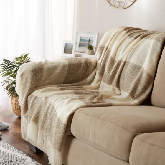 Brown Rugby Stripe Fringe Throw-Kirkland's Home Cheap