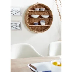 Brown Sea Grass Woven Round Wall Shelf-Kirkland's Home Sale
