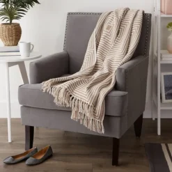 Brown Stone Square Stripes Throw-Kirkland's Home Sale