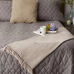 Brown Stone Square Stripes Throw-Kirkland's Home Sale