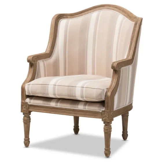 Brown Striped Upholstered Accent Chair-Kirkland's Home Shop
