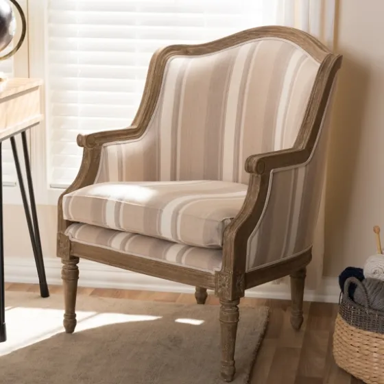 Brown Striped Upholstered Accent Chair-Kirkland's Home Shop