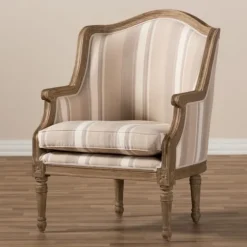Brown Striped Upholstered Accent Chair-Kirkland's Home Shop