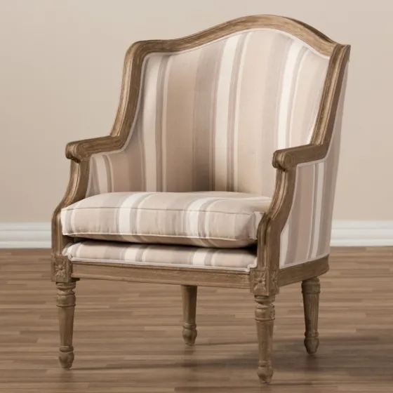 Brown Striped Upholstered Accent Chair-Kirkland's Home Shop