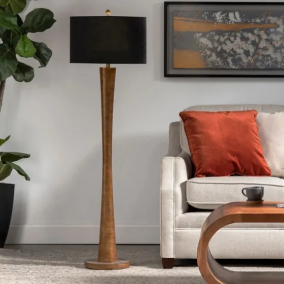 Brown Tapered Base Velvet Shade Floor Lamp-Kirkland's Home Discount
