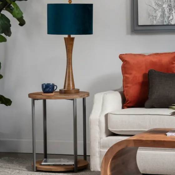 Brown Tapered Base Velvet Shade Table Lamp-Kirkland's Home Outlet