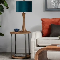 Brown Tapered Base Velvet Shade Table Lamp-Kirkland's Home Outlet