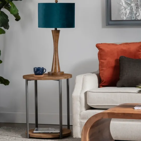 Brown Tapered Base Velvet Shade Table Lamp-Kirkland's Home Outlet