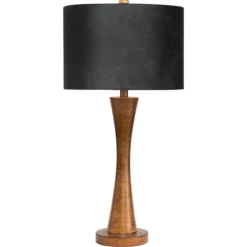 Brown Tapered Base Velvet Shade Table Lamp-Kirkland's Home Outlet