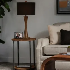 Brown Tapered Base Velvet Shade Table Lamp-Kirkland's Home Outlet