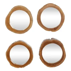 Brown Teak Wood Frame Wall Mirrors, Set Of 4-Kirkland's Home Sale