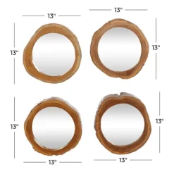 Brown Teak Wood Frame Wall Mirrors, Set Of 4-Kirkland's Home Sale