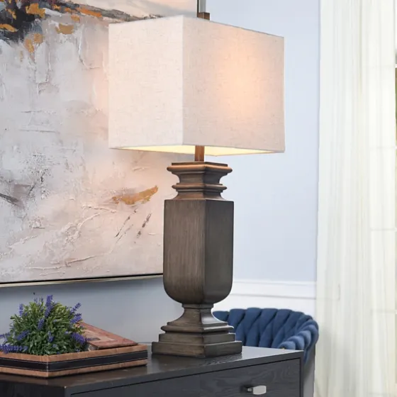 Brown Traditional Rectangular Table Lamp-Kirkland's Home Cheap