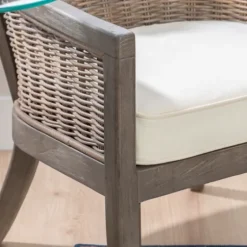 Brown Wicker Wood Curved Back Accent Chair-Kirkland's Home Discount