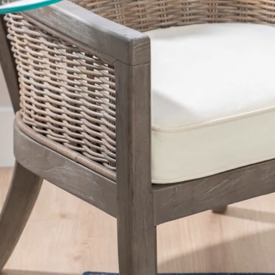 Brown Wicker Wood Curved Back Accent Chair-Kirkland's Home Discount
