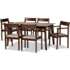 Brown Wood And Beige Upholstered 7-Pc. Dining Set-Kirkland's Home Shop