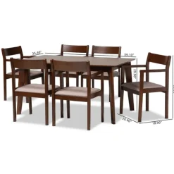 Brown Wood And Beige Upholstered 7-Pc. Dining Set-Kirkland's Home Shop