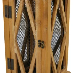 Brown Wood And Black Mesh Lanterns, Set Of 2-Kirkland's Home Best Sale