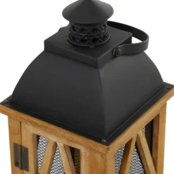 Brown Wood And Black Mesh Lanterns, Set Of 2-Kirkland's Home Best Sale