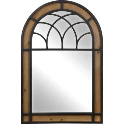 Brown Wood And Black Metal Arch Frame Mirror-Kirkland's Home Outlet
