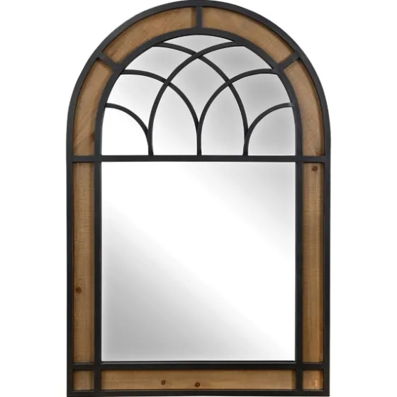 Brown Wood And Black Metal Arch Frame Mirror-Kirkland's Home Outlet